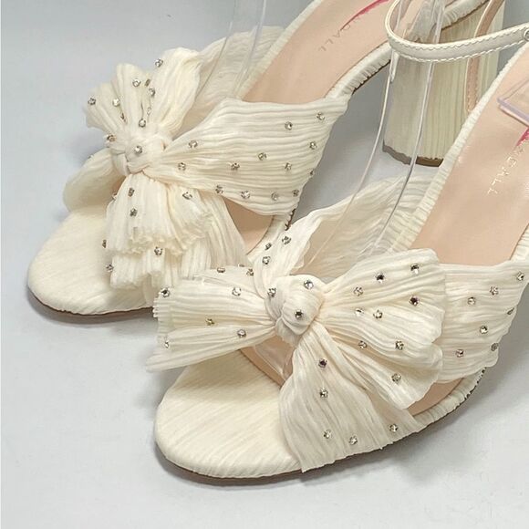 Loeffler Randall Camellia Pearl Rhinestone Bow Heel Sandals size 9.5 - Picture 6 of 12